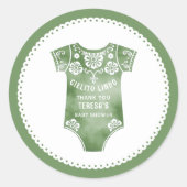 Cielito Lindo sage groen Dank U baby shower Ronde Sticker (Voorkant)