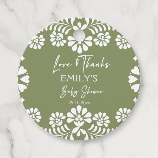 Cielito lindo sage groen Mexicaans baby shower Bedankjes Labels (Voorkant)