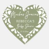 Cielito lindo sage groen Mexicaans baby shower gun Hart Sticker (Voorkant)