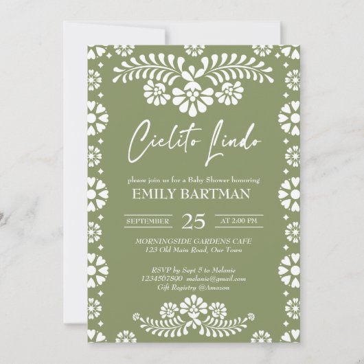 Cielito lindo sage groen Mexicaans baby shower Kaart (Voorkant)