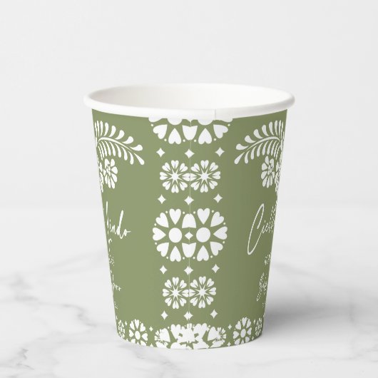 Cielito lindo sage groen Mexicaans baby shower Papieren Bekers (Rechts)