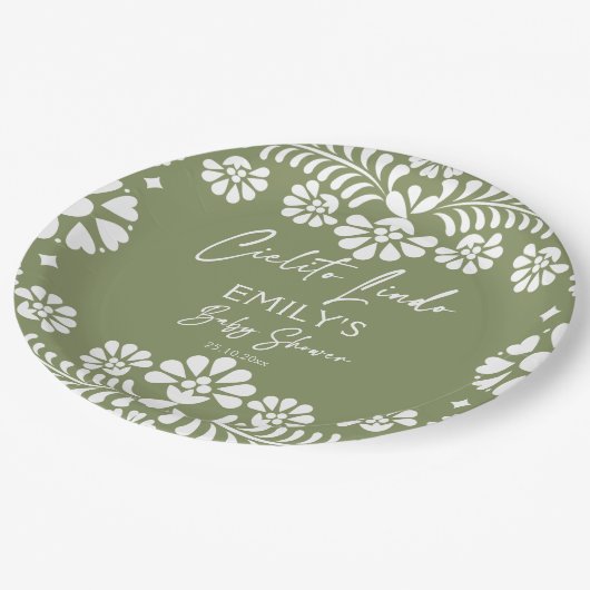Cielito lindo sage groen Mexicaans baby shower Papieren Bordje (Gekanteld)