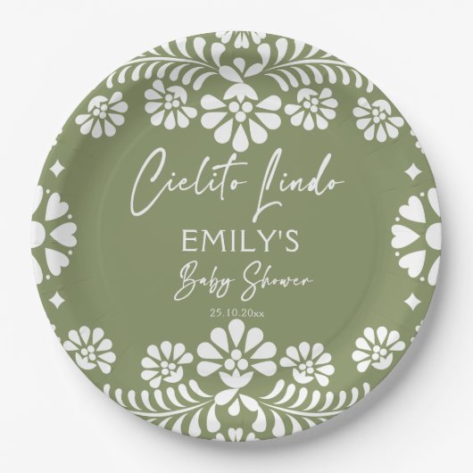 Cielito lindo sage groen Mexicaans baby shower Papieren Bordje (Voorkant)