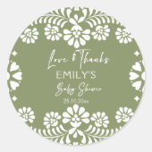 Cielito lindo sage groen Mexicaans baby shower Ronde Sticker (Voorkant)