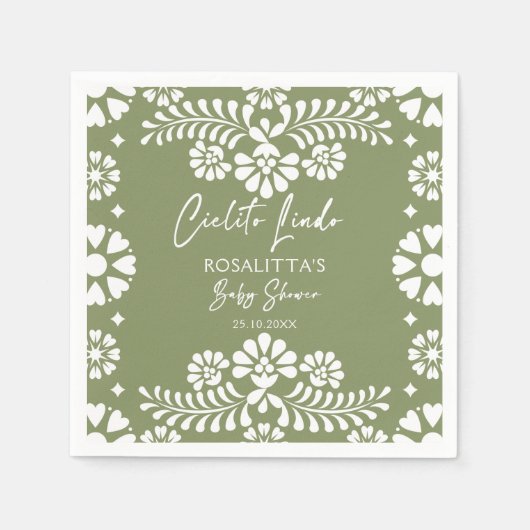 Cielito lindo sage groen Mexicaans baby shower Servet (Voorkant)