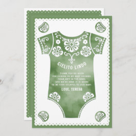 Cielito Lindo sage groene bodysuit baby shower Bedankkaart