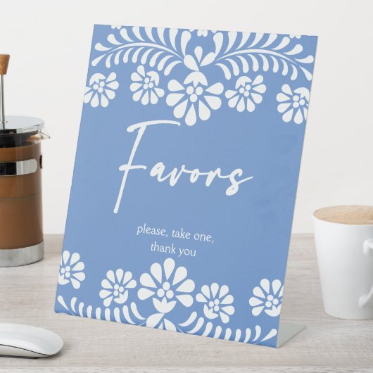 Cielito lindo stoffig blauw baby shower favorieten reclamebord met voetstuk (Insitu)