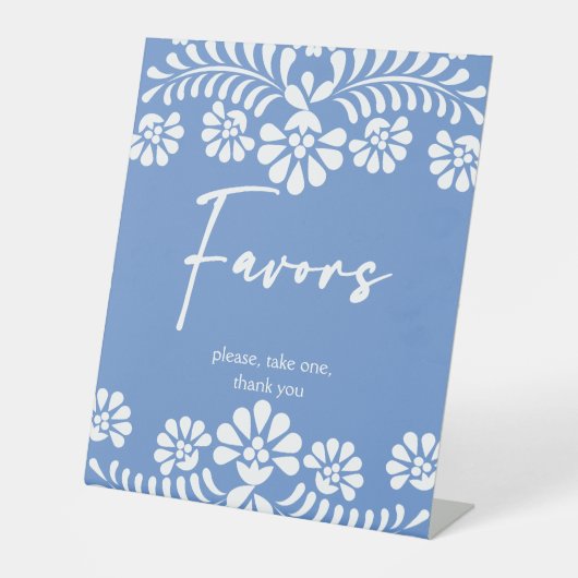 Cielito lindo stoffig blauw baby shower favorieten reclamebord met voetstuk (Voorkant)