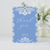 Cielito lindo stoffig blauw Mexicaans baby shower Bedankkaart (Staand voorkant)
