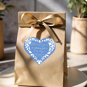 Cielito lindo stoffig blauw Mexicaans baby shower Hart Sticker