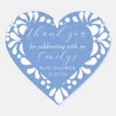 Cielito lindo stoffig blauw Mexicaans baby shower Hart Sticker (Voorkant)