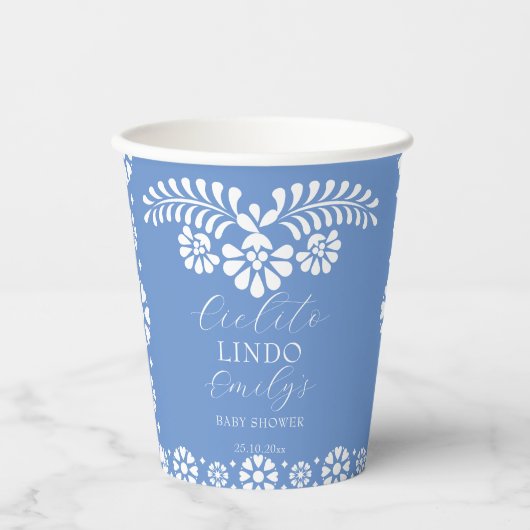 Cielito lindo stoffig blauw Mexicaans baby shower Papieren Bekers (Voorkant)