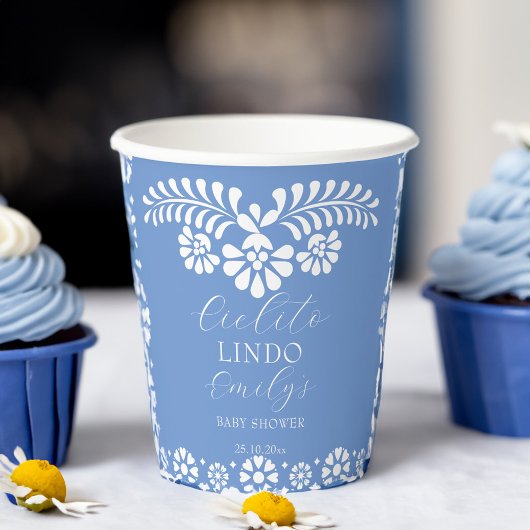 Cielito lindo stoffig blauw Mexicaans baby shower Papieren Bekers