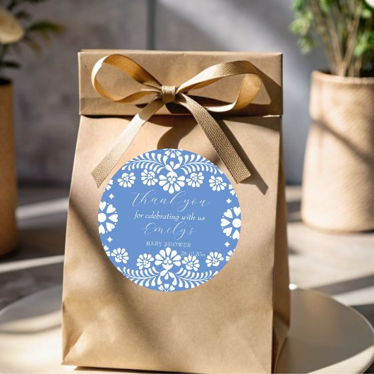 Cielito lindo stoffig blauw Mexicaans baby shower Ronde Sticker