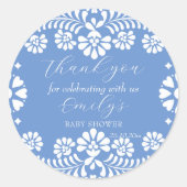 Cielito lindo stoffig blauw Mexicaans baby shower Ronde Sticker (Voorkant)