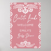 Cielito lindo stoffig roze baby shower welkomstbor poster (Voorkant)