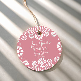 Cielito lindo stoffig roze Mexicaans baby shower Bedankjes Labels