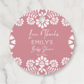 Cielito lindo stoffig roze Mexicaans baby shower Bedankjes Labels (Voorkant)