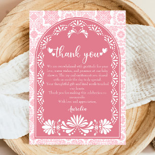Cielito lindo stoffig roze Mexicaans Baby shower Bedankkaart