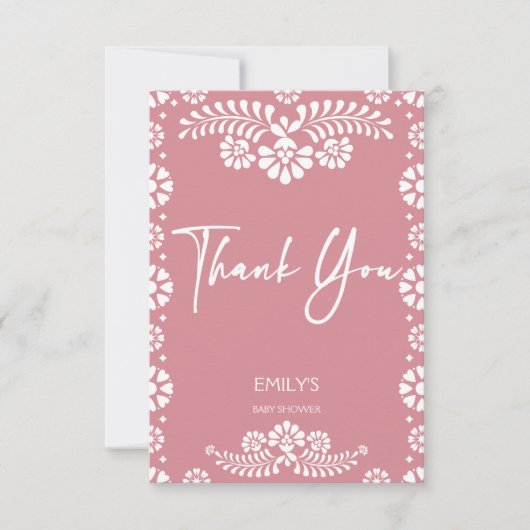 Cielito lindo stoffig roze Mexicaans baby shower Bedankkaart (Voorkant)