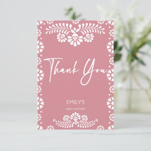 Cielito lindo stoffig roze Mexicaans baby shower Bedankkaart (Staand voorkant)