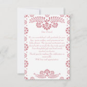 Cielito lindo stoffig roze Mexicaans baby shower Bedankkaart (Achterkant)