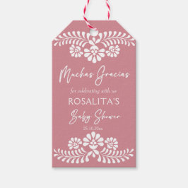 Cielito lindo stoffig roze Mexicaans baby shower Cadeaulabel