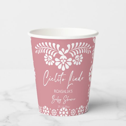 Cielito lindo stoffig roze Mexicaans baby shower Papieren Bekers (Achterkant)