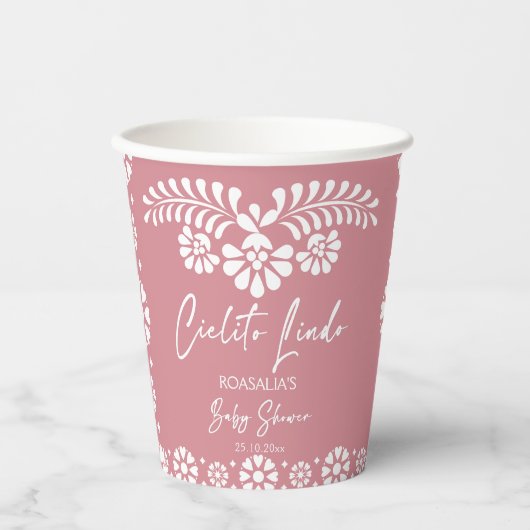 Cielito lindo stoffig roze Mexicaans baby shower Papieren Bekers (Voorkant)