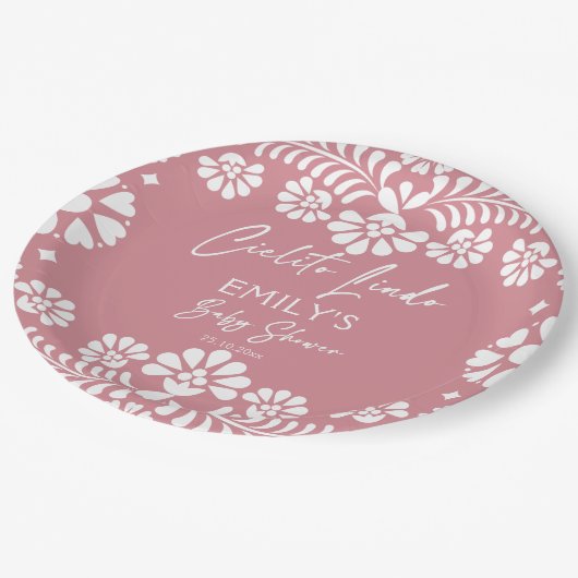 Cielito lindo stoffig roze Mexicaans baby shower Papieren Bordje (Gekanteld)