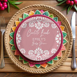 Cielito lindo stoffig roze Mexicaans baby shower Papieren Bordje<br><div class="desc">Cielito lindo stoffige roze Mexicaanse baby shower monogrammed aangepaste papieren borden sjabloon,  witte en roze meisjes baby shower gepersonaliseerde papieren borden,  talavera baby shower monogrammed papieren borden,  Mexicaanse baby shower gepersonaliseerde tafeldecoratie baby meisje baby shower papier borden papel picado borden fiesta bebe Mexicaanse fiesta tafelgerei gepersonaliseerde tafeldecoratie</div>