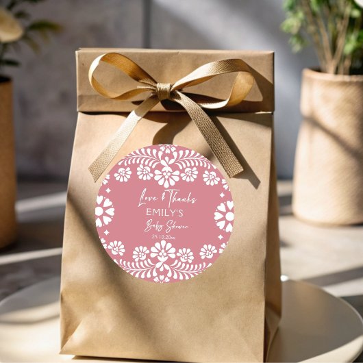 Cielito lindo stoffig roze Mexicaans baby shower Ronde Sticker