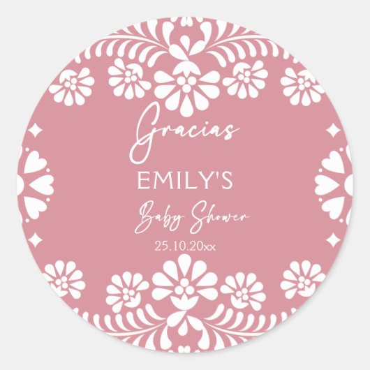 Cielito lindo stoffig roze Mexicaans baby shower Ronde Sticker (Voorkant)