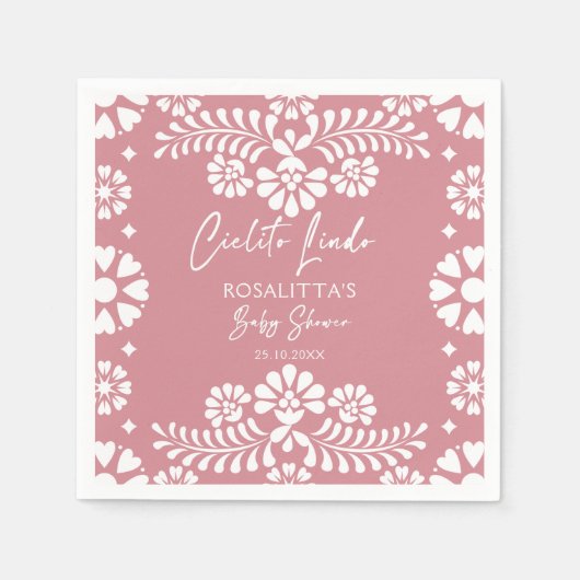 Cielito lindo stoffig roze Mexicaans baby shower Servet (Voorkant)