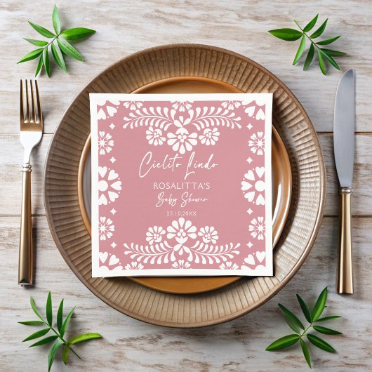 Cielito lindo stoffig roze Mexicaans baby shower Servet