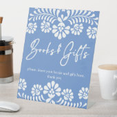 Cielito lindo stoffige blauw baby shower geschenke reclamebord met voetstuk (Insitu)