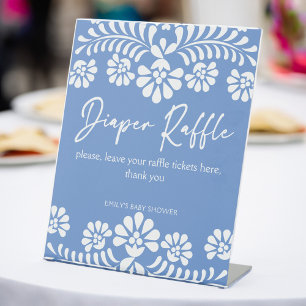 Cielito lindo stoffige blauw baby shower luierverl reclamebord met voetstuk