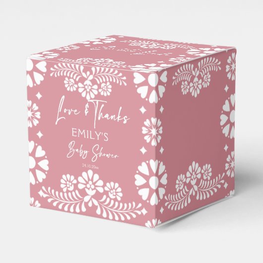 Cielito lindo stoffige roze baby shower gunsten bedankdoosjes (Voorkant Zijde)