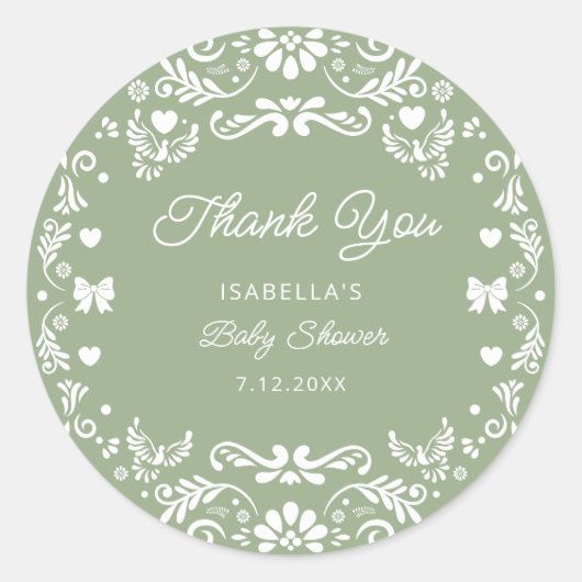 Cielito Lindo Talavera Mexicaans Baby Show Bedankt Ronde Sticker (Voorkant)