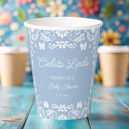 Cielito Lindo Talavera Mexicaans Blauw Baby shower Papieren Bekers