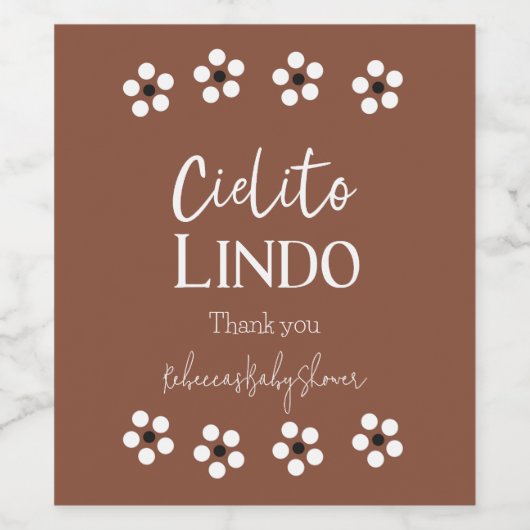 Cielito Lindo Talavera Mexican Fiesta Baby shower Wijn Etiket (Enkel label)