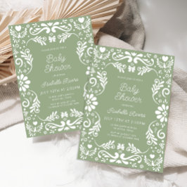 Cielito Lindo Talavera Mexican Green Baby Shower Kaart