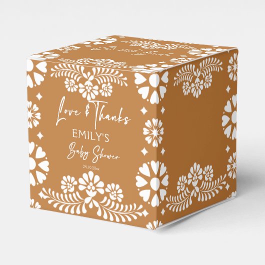 Cielito lindo terracotta baby shower gunsten bedankdoosjes (Voorkant Zijde)