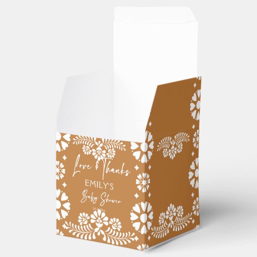 Cielito lindo terracotta baby shower gunsten bedankdoosjes (Geopend)