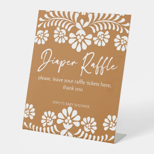 Cielito lindo terracotta baby shower luierverlotin reclamebord met voetstuk (Voorkant)