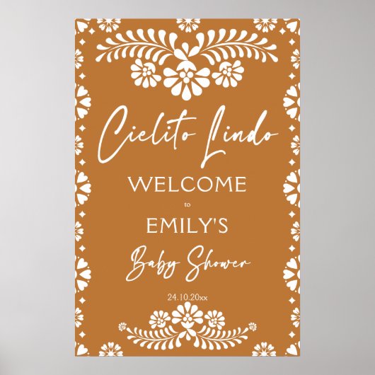 Cielito lindo terracotta baby shower welkomstbord poster (Voorkant)