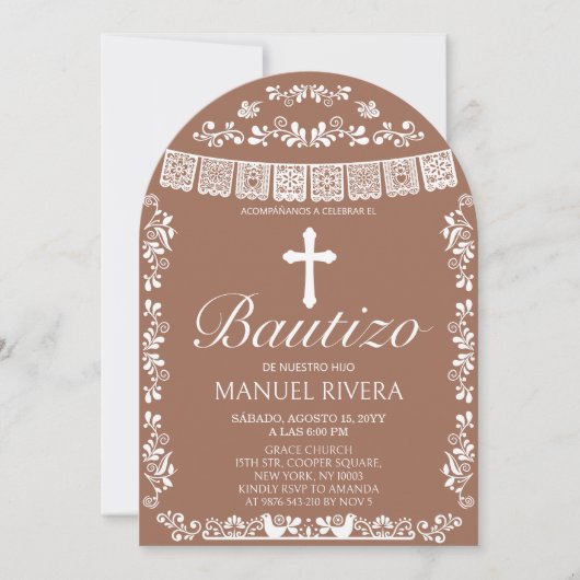 Cielito Lindo Terracotta Boy Bautizo Arch Kaart (Voorkant)