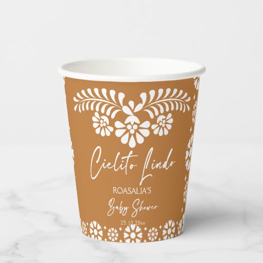 Cielito lindo terracotta Mexicaans baby shower Papieren Bekers (Achterkant)
