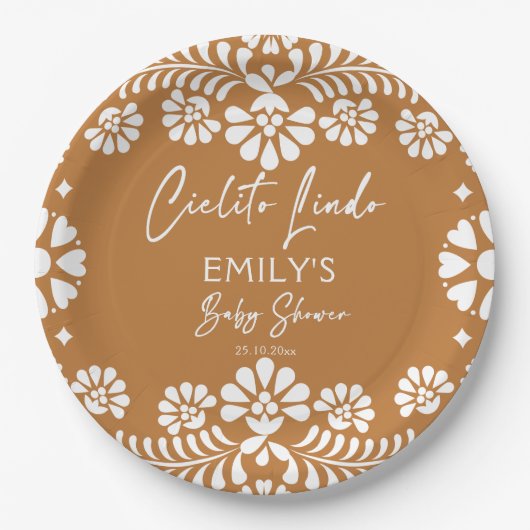 Cielito lindo terracotta Mexicaans baby shower Papieren Bordje (Voorkant)