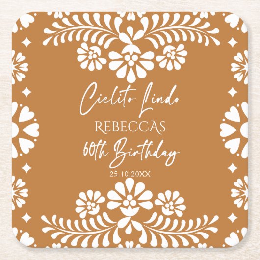 Cielito lindo terracotta Mexicaanse 60ste verjaard Kartonnen Onderzetters (Voorkant)